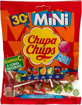 Mini chupa chups doce com bastão de vários sabores - saco de halloween de 30 unidades de 6 gr/unidade
