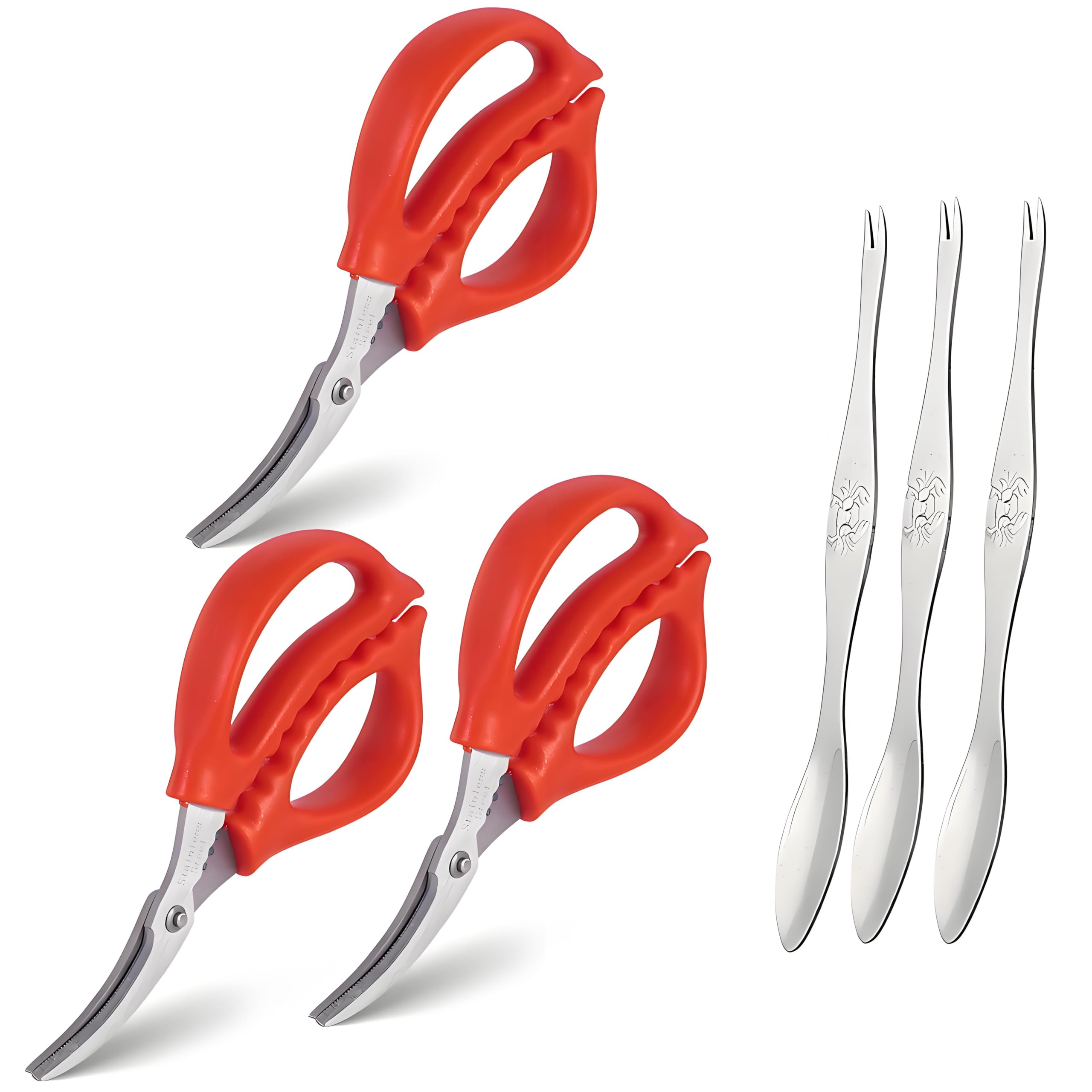 Photo 1 of 3-Piece crab crackers and tools-crab scissors-king crab legs scissors-Seafood Scissors
