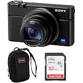 Sony Cyber-Shot RX100 VII Digital Camera, 20.1MP 1" Stacked CMOS Sensor, ZEISS Vario-Sonnar T 24-200mm f/2.8-4.5 Lens, 4K Video, Bundle with 32GB SD Card, Camera Bag, Sony 1-Year Warranty