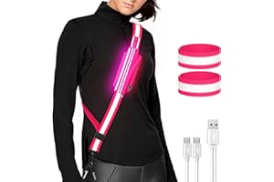 Ylzzrs LED Belt Reflective Sash for Walking at Night,High Visibility Adjustable Night Running Safety Gear,Light Up Running Belt Reflective Gear with Phone Bag/Armband for Runners Walkers Men Women
