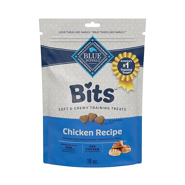 BLUE BUFFALO BITS SOFT DOG TREATS FOR TRAINING, MADE WITH NATURAL INGREDIENTS & ENHANCED WITH DHA, CHICKEN RECIPE, 19-OZ BAG