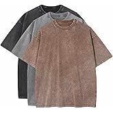 3 Pcs Men's Oversized Cotton Summer T-Shirts - Vintage Baggy Tee Loose Fit Short Sleeve T-Shirts Casual Streetwear
