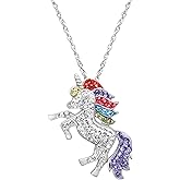 Crystaluxe Unicorn Pendant Necklace with Crystals in Sterling Silver, 18"