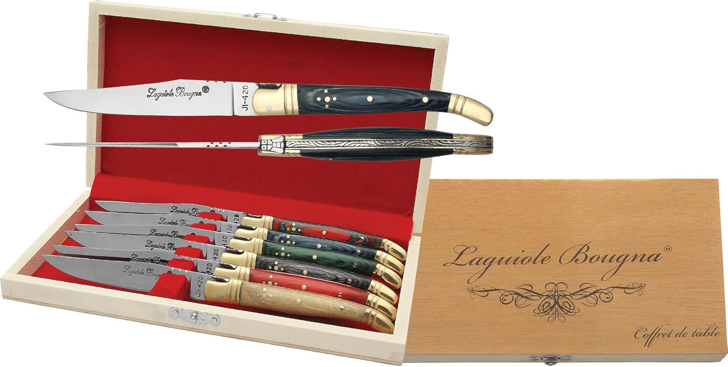 Laguiole Bougna - Coltelli da carne, manico in legno ...