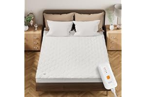 Jet’S Home Heated Electric Mattress Pad Full Size - 4 Heat Levels & Overheat Protection, Ultra-Soft Machine-Washable Fabric, 