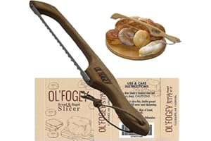 OL'FOGEY BREAD Knife islice.ca Bagel Knife - solid oak bow bread slicer for homemade bread - 17 inch - easy grip handle. For sourdough loaf & baguettes, easily slices crusty and hot loaves premium kitchen gift