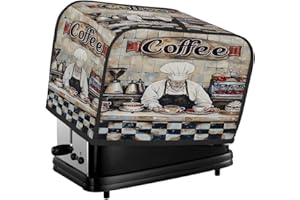 4 Slice Toaster Cover Chef Black And White Design Toaster Covers Two Slice Wide Slot Waterproof and Dustproof Covers for Wide