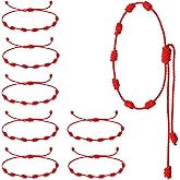 8pcs Red String Bracelet Set - Adjustable Red Bracelet for Protection, Reds Strings Bracelets Protection, 7 Knot Braided Cord for Luck and Friendship