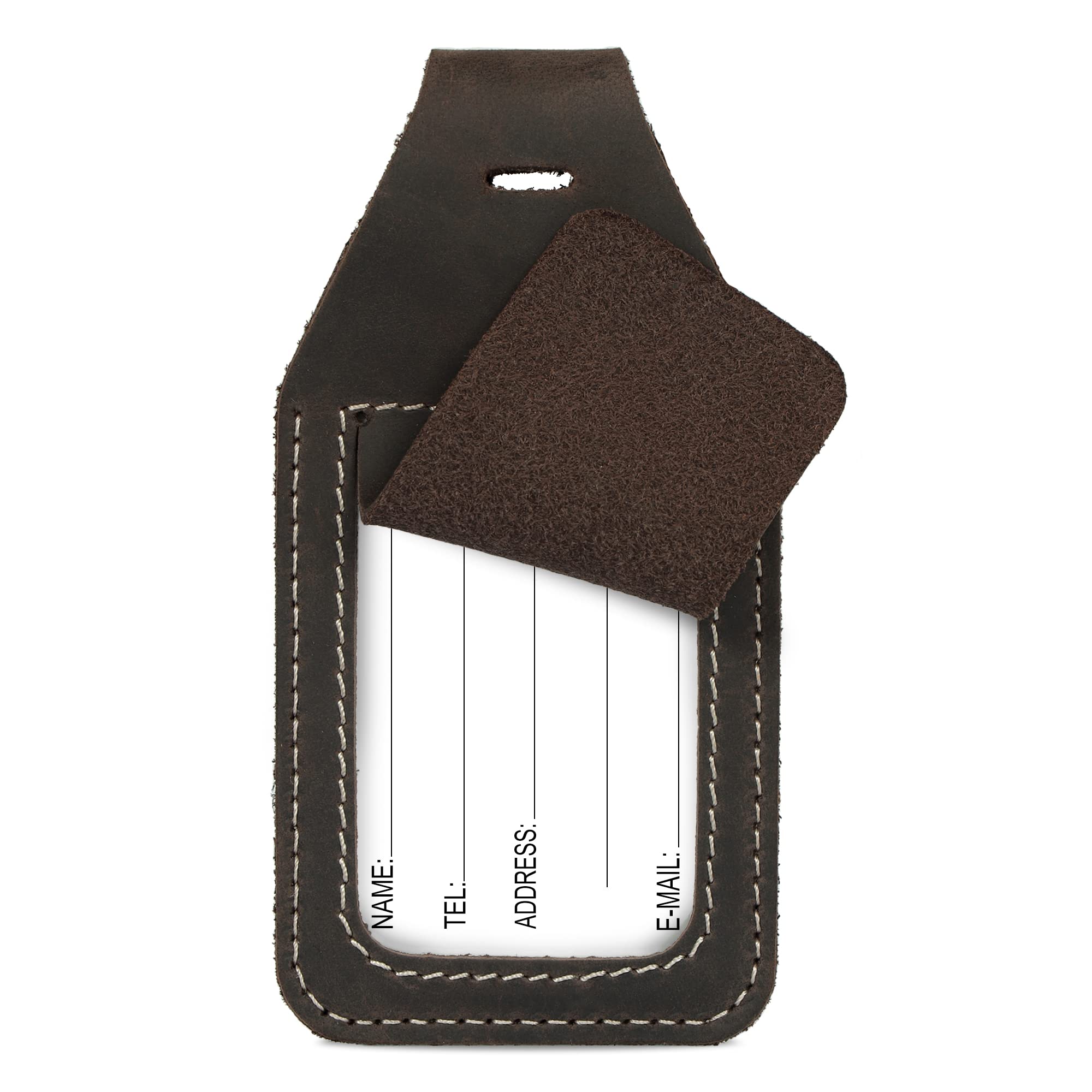Londo Leder Luggage Tag with AirTag Holder - Leather ID Tag for Travel - Compatible with Apple AirTag