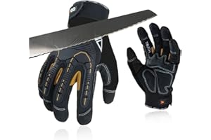Vgo... Cut Resistant Work Gloves for Men,Cutproof Glove, ANSI Level 5/3, Impact Leather Mechanics Gloves