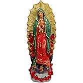 PSYHILAR 10 Inch Virgen de Guadalupe Statues, Our Lady of Guadalupe Virgin Mary Statue, Large Virgencita Maria Estatua Resin Figurine