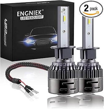 Amazon Com H1 Led Headlight Bulbs Pure White Bright High Low Beam Conversion Kit 40w 9800lm 2pcs Automotive