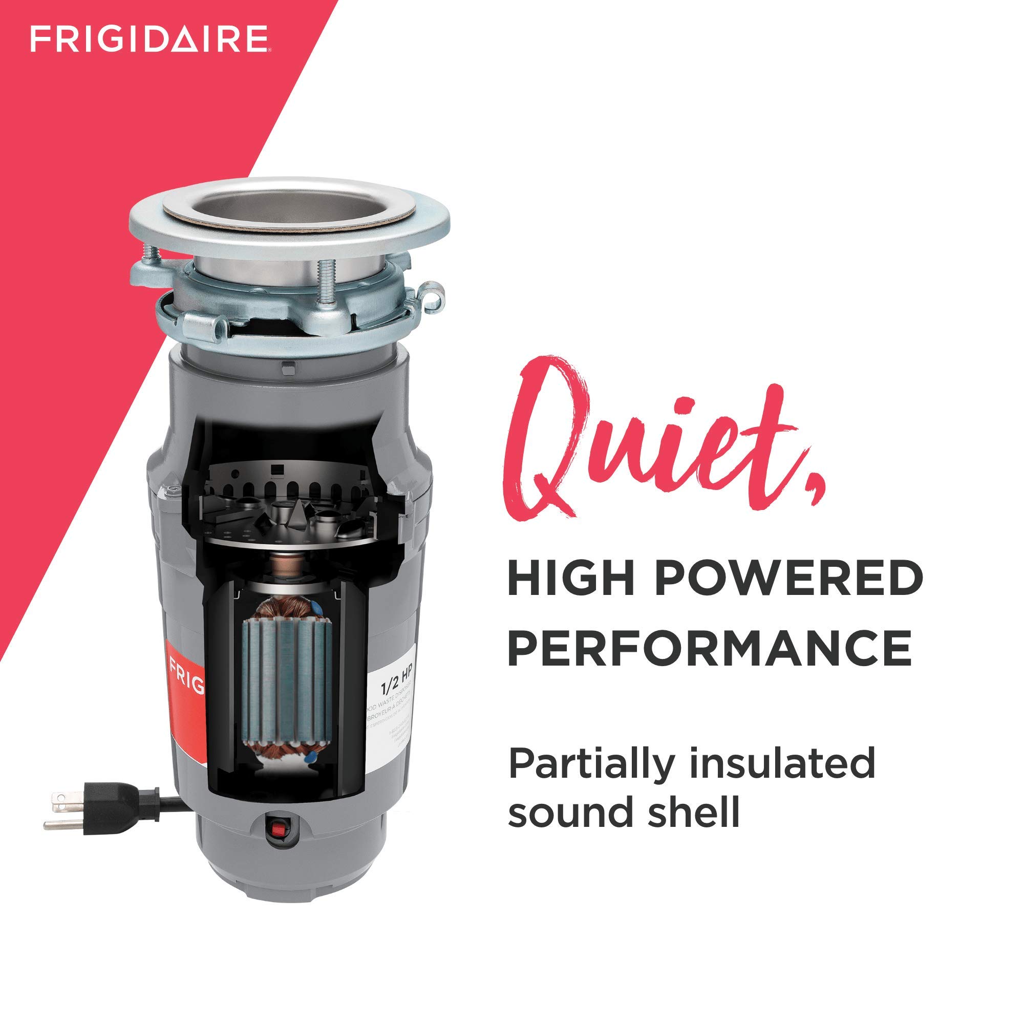 Frigidaire 1/2 HP Corded Garbage Disposal for Kitchen Sinks | FF05DISPC1
