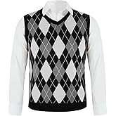Karlywindow Mens Argyle Sweater Vests Rhombus Sleeveless V-Neck Knit Pullover Vest