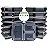 Freshware Meal Prep Containers [15 Pack] 3 Compartment with Lids, Food Containers, Lunch Box | BPA Free | Stackable | Bento Box, Microwave/Dishwasher/Freezer Safe, Portion Control, 21 day fix (32 oz)