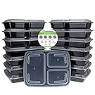 Freshware Meal Prep Containers [15 Pack] 3 Compartment with Lids, Food Containers, Lunch Box | BPA Free | Stackable | Bento Box, Microwave/Dishwasher/Freezer Safe, Portion Control, 21 day fix (32 oz)