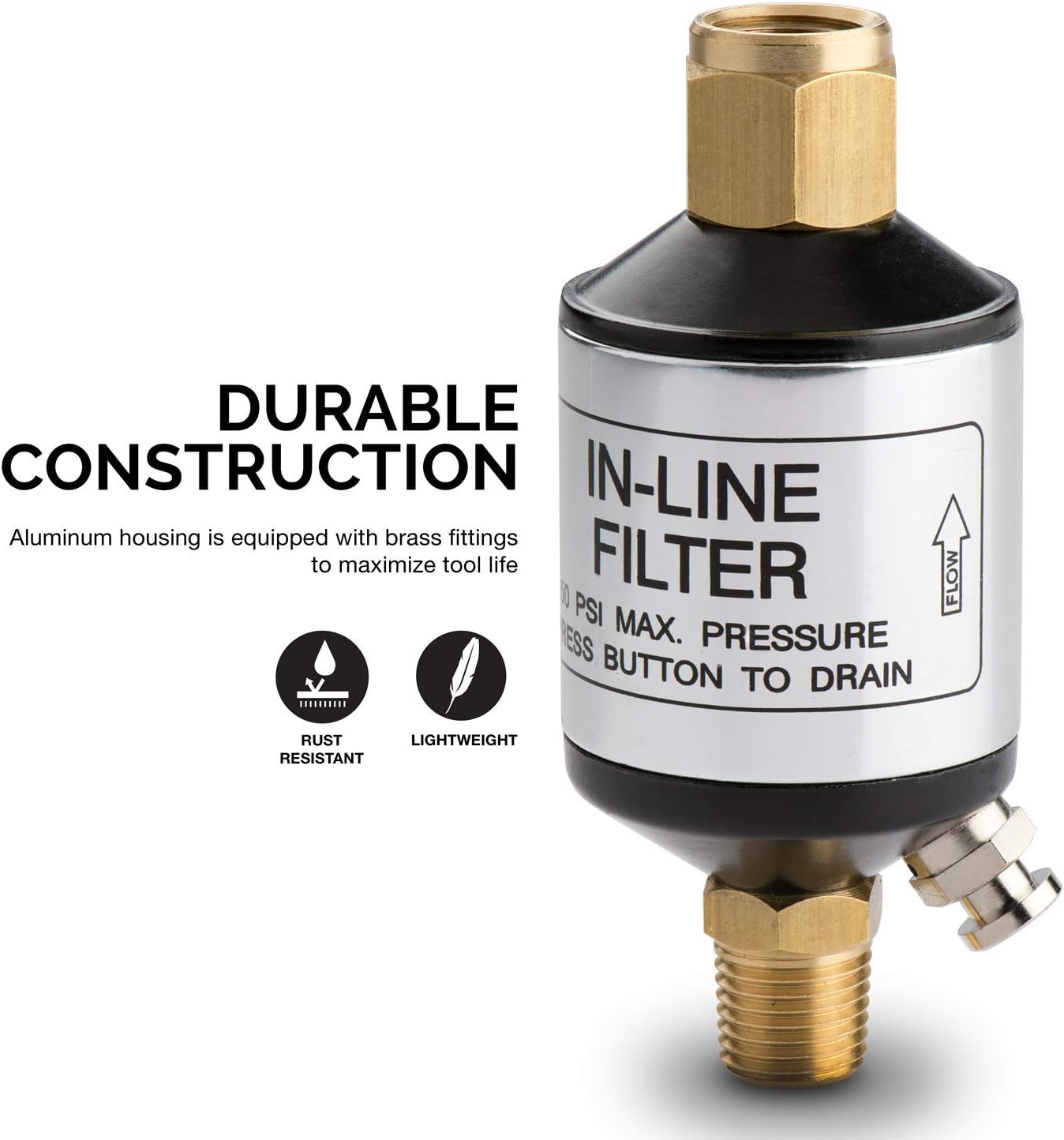 Neiko 30253A Water & Oil Separator For Air Line | 1/4" Npt Inlet & Outlet | 150 PSI - - 