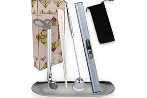 STATABSTA 5IN1 Candle Accessory Kits,Candle Snuffer,Candle Wick Cutter Trimmer, Candle Wick Dipper, Rechargeable Lighter, Storage Tray with Bag, Candle Care Kit for Candle Lover Aromatherapy Gift (Silver)