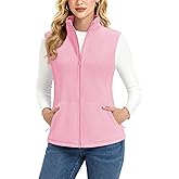 MAGCOMSEN Women's Fleece Vest Outerwear Sleeveless Lightweight Zip Jacket Warm Soft Hiking Running Vest Zipper Pockets