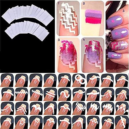 Amazon 1セット24スタイルフレンチマニキュアネイルアートサロンのヒントテープステッカーガイドdiyステンシル装飾 Vonrui シール ステッカー 通販