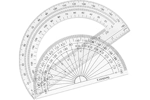 Coopay Plastic Protractor 180 Degree, 4 Inch and 6 Inch, Clear, 2 Pieces
