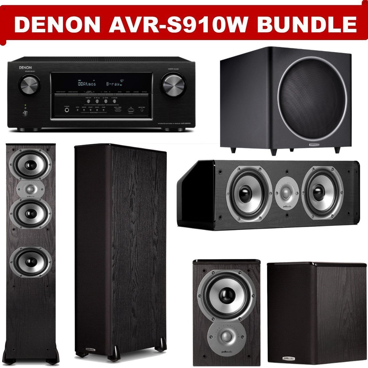 Denon AVRS910W 7.2 Channel Full 4K Ultra HD A/V Receiver + A Polk