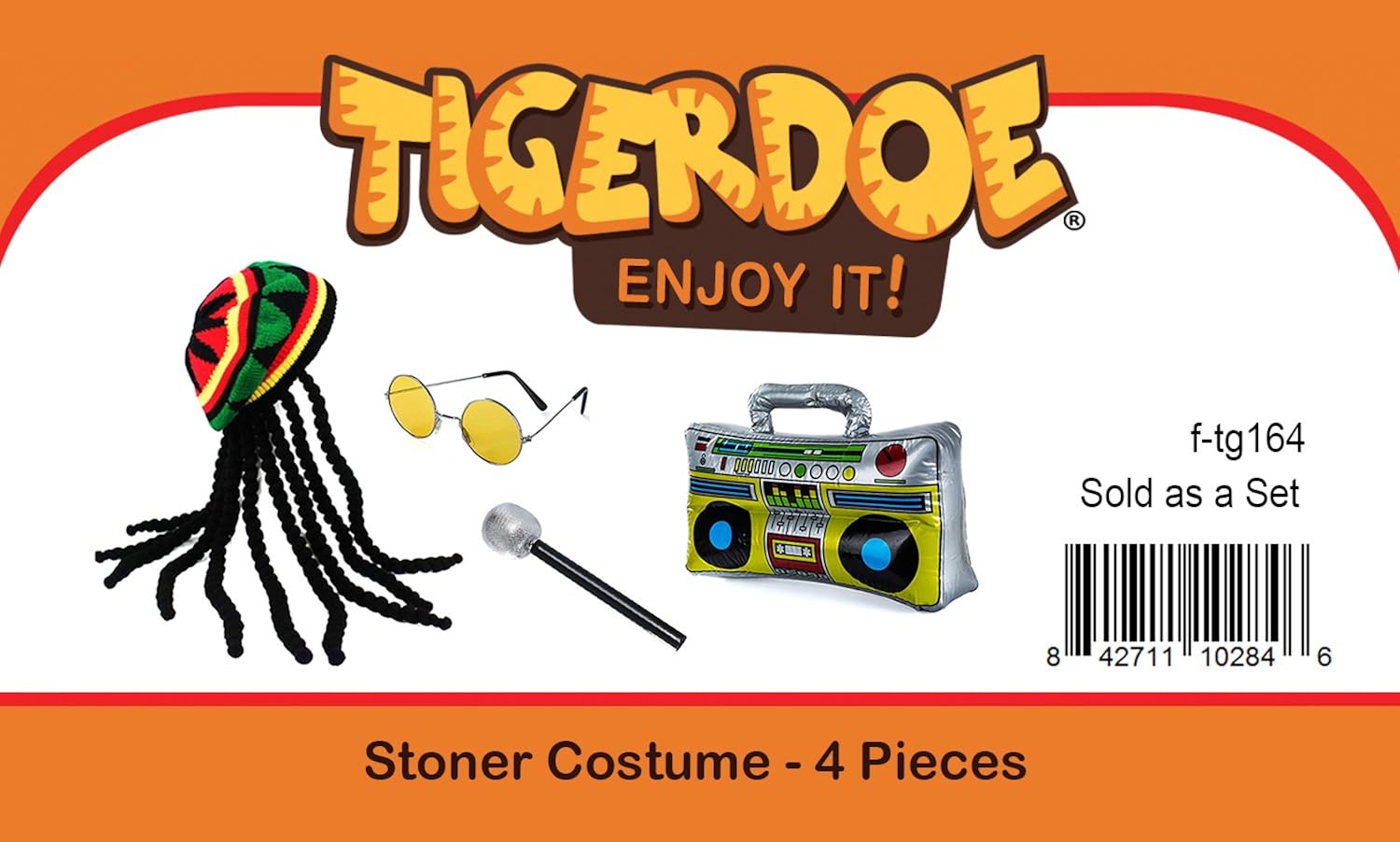 Tigerdoe Rasta Hat with Dreadlocks - 4 Pc Set - Stoner Costume - Jamaican Rasta Hat – Reggae Costume Black: Clothing