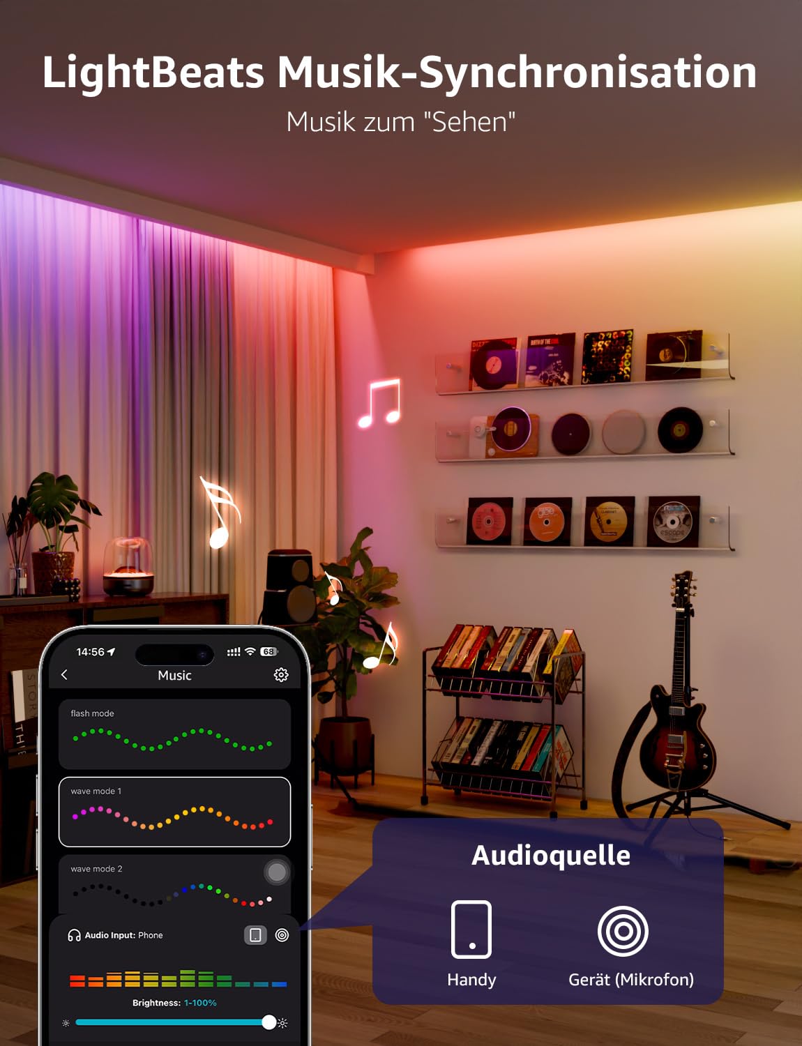 Lepro AI LED Streifen S2, 5M RGBCW LED Strip mit echtem Weißlicht, MagicColor RGBIC, Personalisierter KI-Lichtdesigner, Musik-Sync, Kompatibel mit Alexa & Google Assistant für Gaming & Ambiente 5