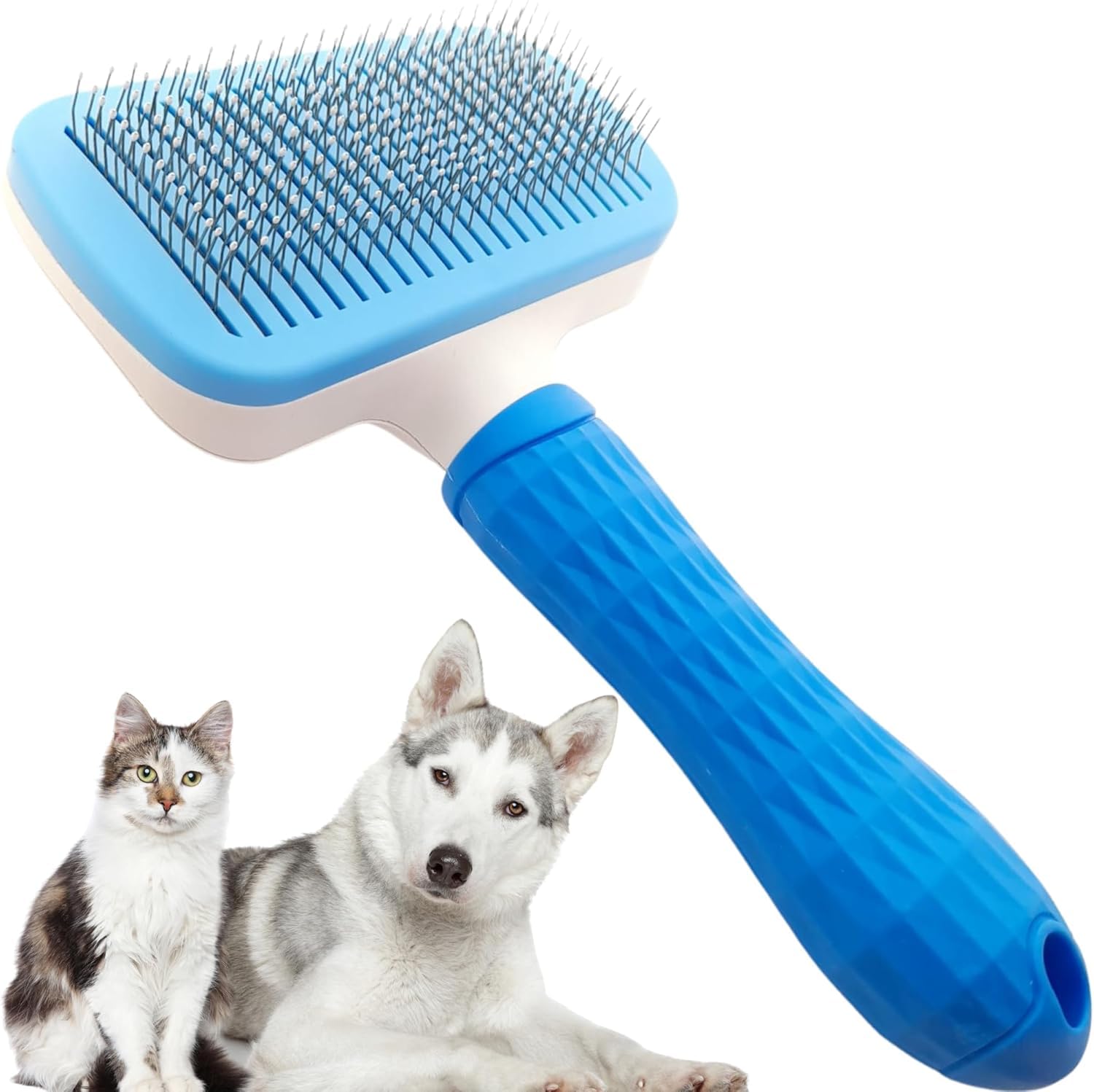 Self Cleaning Slicker Brush for Dogs,Cats, Rabits,Puppies etc, Laadi Cat Brush Dog Brushes For Grooming,Dog Brushes For Shedding,Cat Brushes for Long haired Cats Dogs. (Blue)