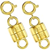 OHINGLT 14K Gold Plated 925 Sterling Silver Magnetic Necklace Clasps and Closures,Gold and Silver Bracelet Clasp Converter for Jewelry Making Supplies,Chain Extender Connector for Bracelet