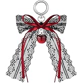 Yajuo Black Hollow Lace Bow Keychain Red Ribbon Keychain Cherry Bag Charm Purse Charms for Women Cute Bag Charms for Handbags Purse Keychains Cherry Fruit Key Chains Aesthetic Key Chain Handbag Charm