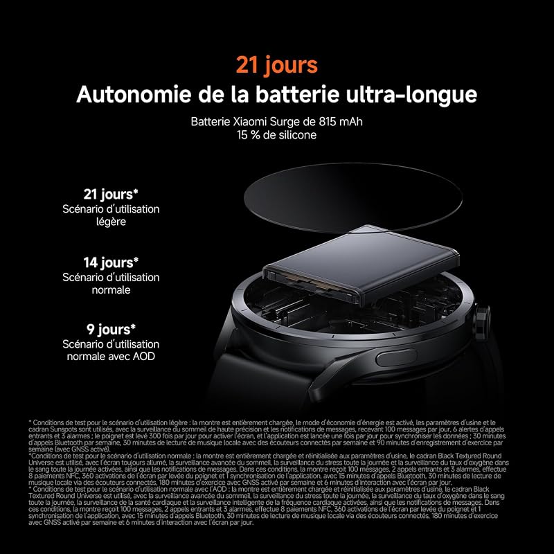 Watch S5 46 mm, Montre connectée, Autonomie de 21 Jours, GPS, Noir