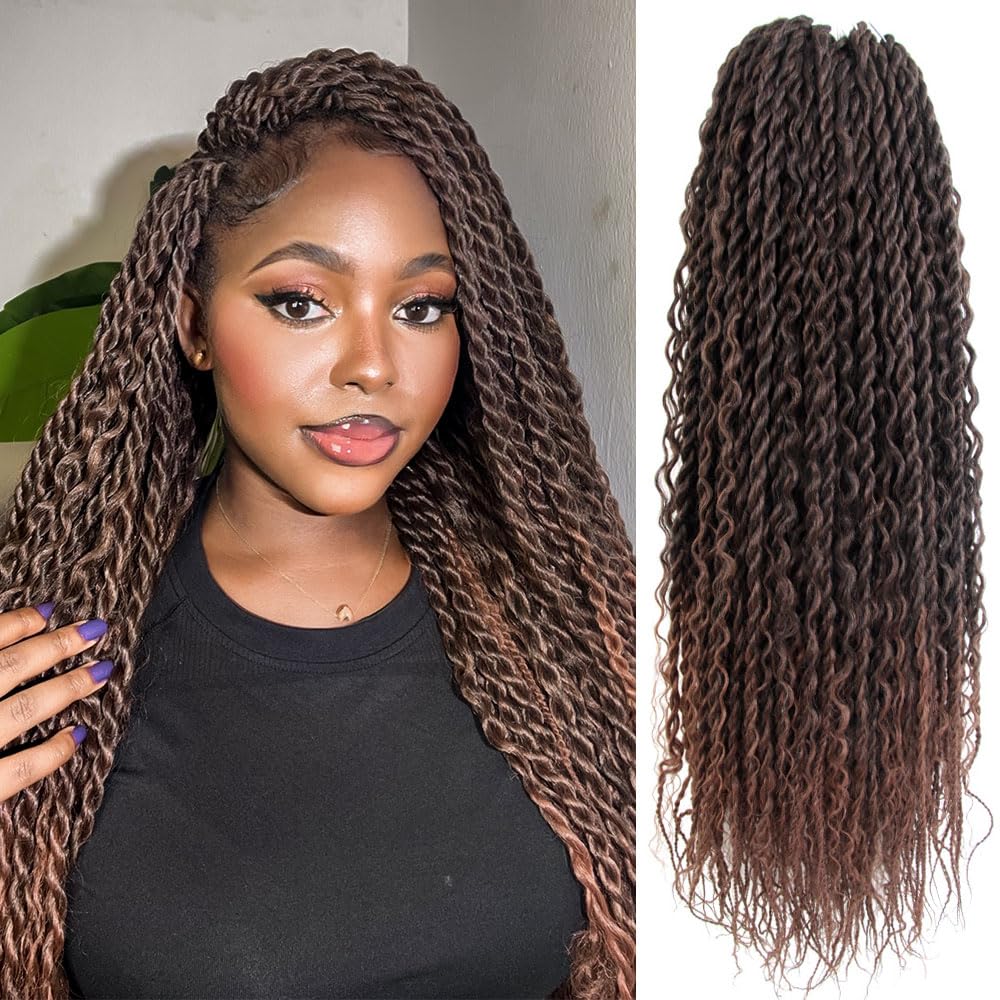 Photo 1 of *PARTIAL SET*
NISEYO Boho Senegalese Twist Crochet Hair 24 Inch, 6 Packs Pre-looped Curly Ends, Black Pretwisted Goddess Island Passion Twist Crochet Braids (120 Strands, T30)