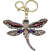 Evenchae Classic Dragonfly Keychain - Rhinestones, Drawstring Bag - 5 in Long