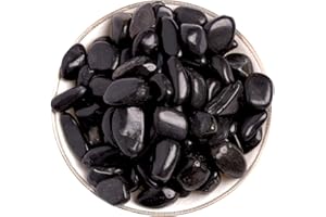 LULONPON 4.4lb Small Pebbles Polished Gravel, Outdoor Decorative River Rock Stones, for Aquariums, Landscaping, Vase Fillers, Succulent, Tillandsia, Cactus Pot, Terrarium Plants (4, Black)