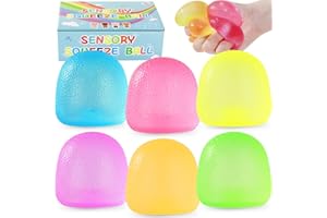 Fidget Toys Squishy 6Pack, Stress Cube Squishies Anxiety Stress Relief, Ice Squishy Stress Cube Sugar Balls, Sensory Toys for