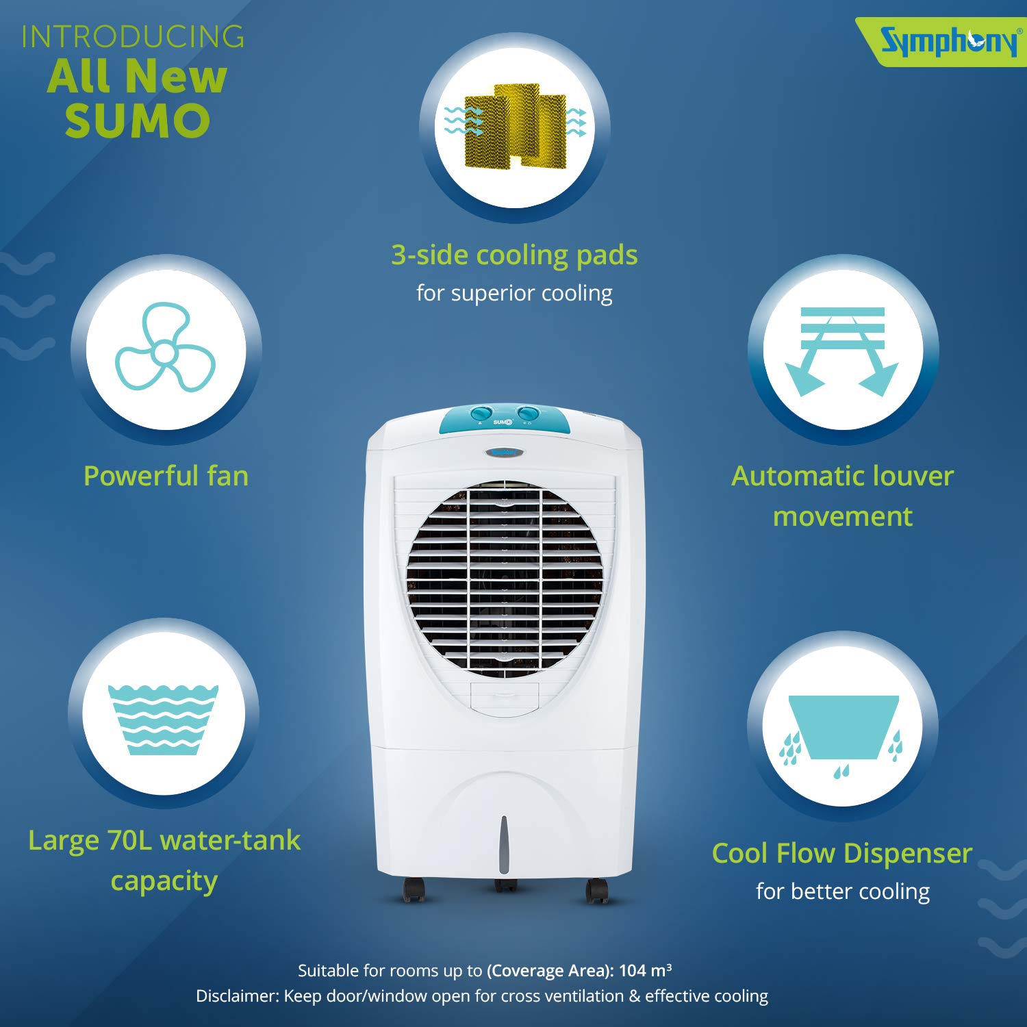 symphony air cooler 70 litre