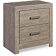 Signature Design by Ashley Culverbach Modern 2 Drawer Nightstand with 2 USB Charging Stations, 24.37" Tall, Weathered Gray