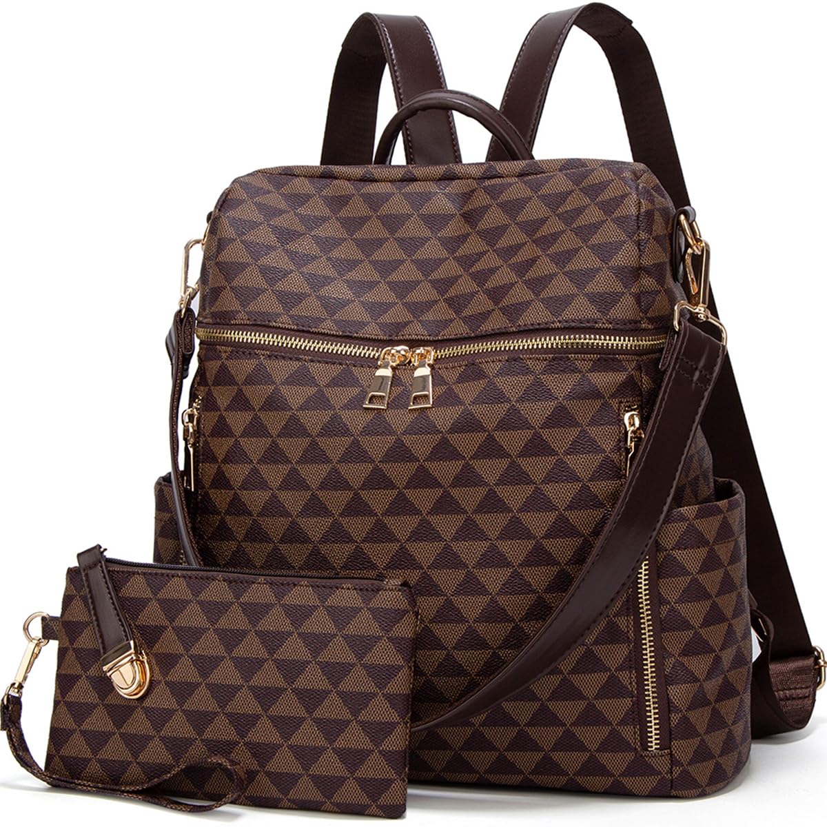 Photo 1 of Makes Backpack Purse for Women PU Leather Travel Satchel Handbag Convertible Design Bag with Purse 2 Piece