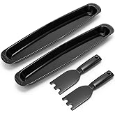 Covzoe 2 Pack Grill Drip Tray with 2 Pan Scraper | Replacement Grill Oil Grease Catcher, Easy to Clean, Grill Spatula Cleaner Tool for Indoor Outdoor BBQ