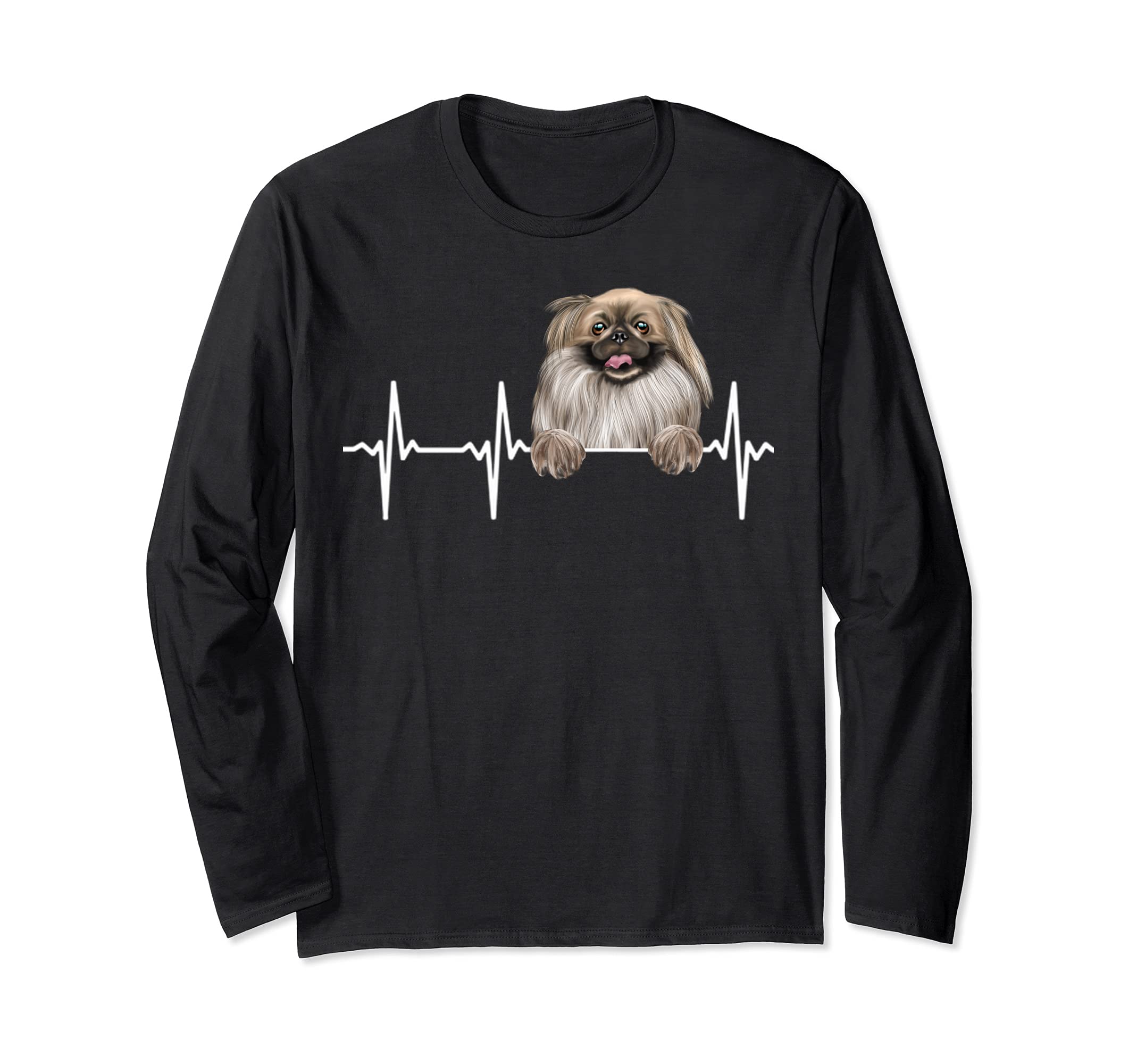 Funny Dog Heartbeat For Pekingese Lovers Long Sleeve T-Shirt