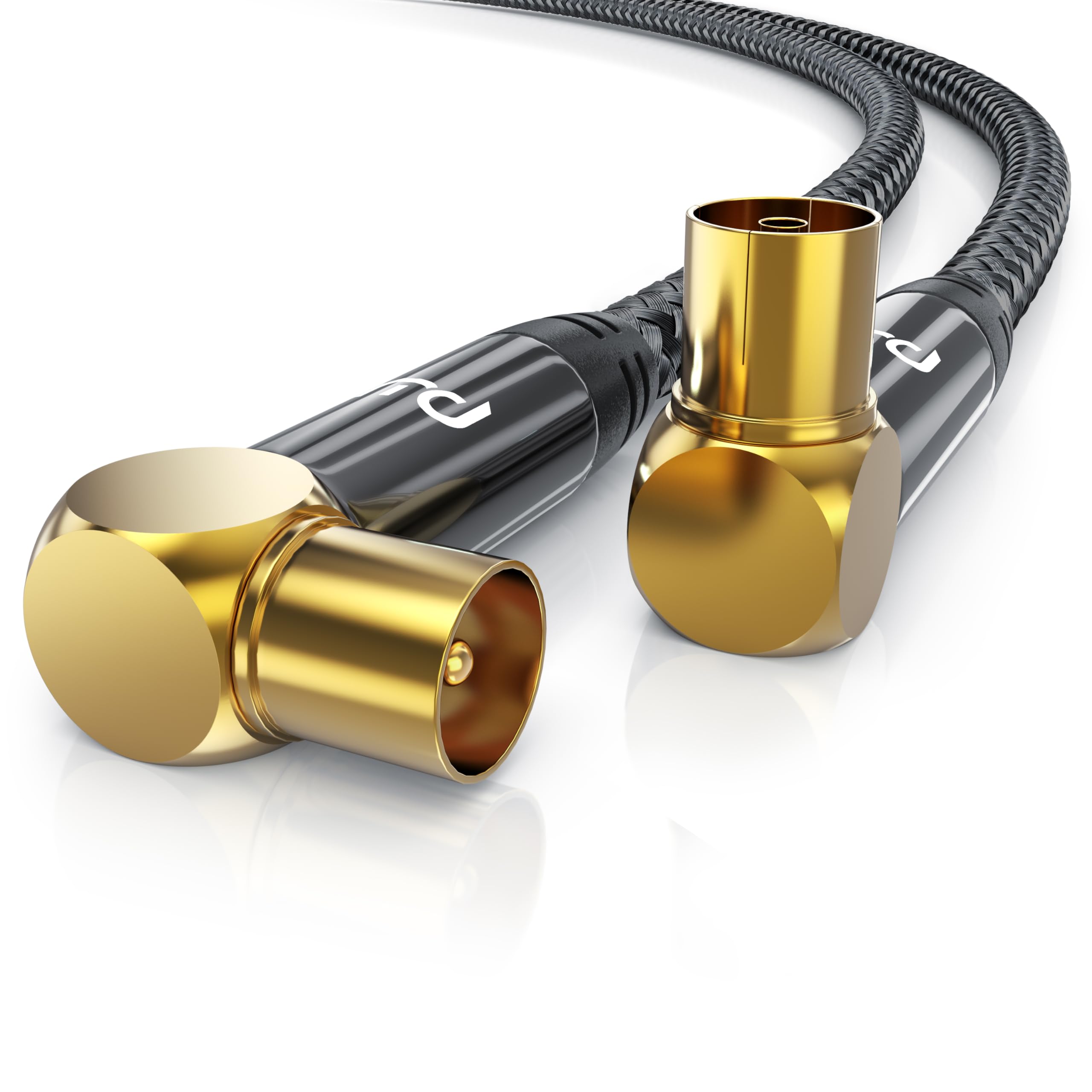 CSL - 1 m HDTV Antenna Cable with Braiding 8k 4k HDTV - Antenna Plug (Angle) to Antenna Coupling (Angle) - 135 dB 75 Ohm - 90° Angled - DVB-T and DVB-T2 DVB-C DVB-S DVB-S2 Radio FM DAB