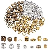 NBEADS 150 Pcs 15 Styles African & Tibetan Style Alloy Dreadlock & Beard Beads - Big Hair Beads for Men & Women Hair Braids & Decoration, Silver/Golden/Bronze, Hole 5-9mm