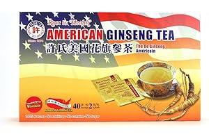 ROOT TO HEALTH Hsu's Ginseng SKU 1038 | American Ginseng Tea, 40ct | Cultivated American Ginseng from Marathon County, Wisconsin USA | 许氏花旗参 | 40ct Box, 西洋参, B000153R4A