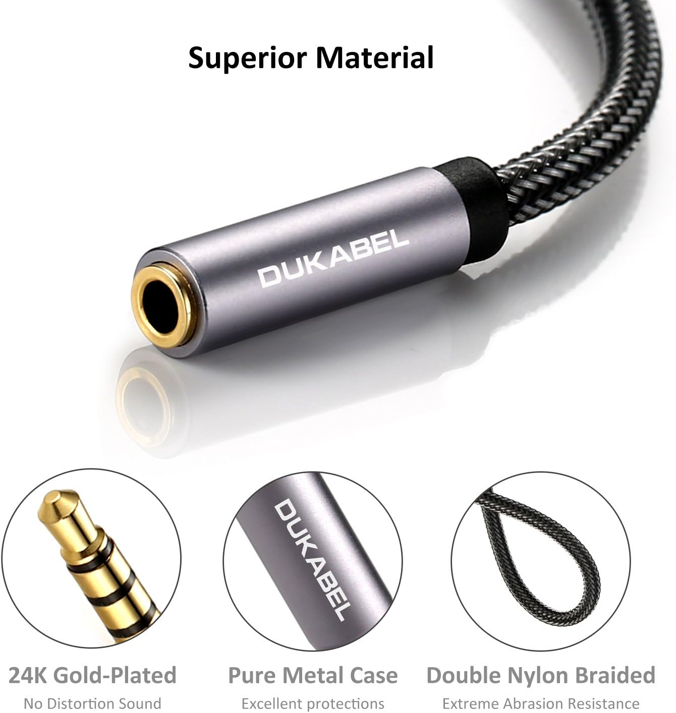 DuKabel Headphone Extension Cable, 3.5mm Male to Female Stereo Audio Cable Lossless Audio Sound Premium Audio Cord Extension Cable Gold Plated Jack & Strong Nylon Braided - Top Series (4ft/1.2m): Home Audio & Theater