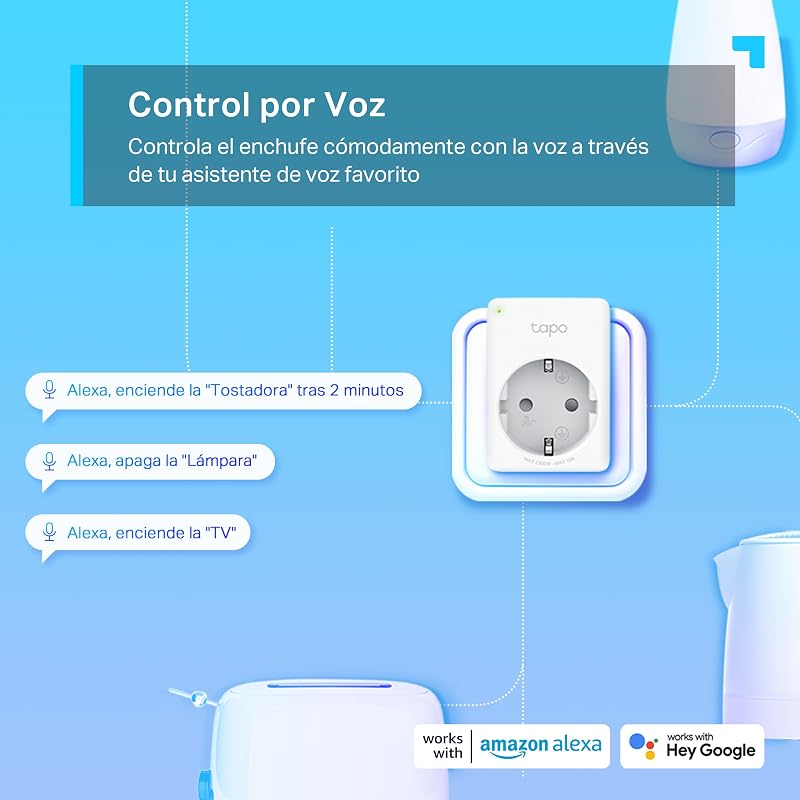 P100 - Enchufe Inteligente WiFi, Programa Horarios, Control App/Voz