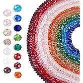 PH PandaHall 1275pcs 15 Colors Faceted Glass Beads 6mm Crystal Beads Assorted Glass Beads Faceted Rondelle Beads for Jewellery Making Bracelet Necklace Hanging Ornaments DIY Crafts