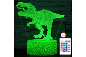 i-CHONY Dinosaur Toy T-Rex 3D Night Light for Kids 16 Colors Dimmable Dinosaur Led Light with Remote & Smart Touch & USB Cable - Dino Gift for Adults Teens Boys Girls Birthday Christmas