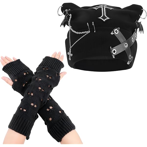 Amazon.com: Quelay 22 Pcs Y2k Grunge Knitted Cat Beanie with  display picture 3