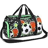 BTOOP Kids Overnight Bag for Boys Small Soccer Sports Gym Bags Duffle Tote With Shoe Compartment Toddler Weekender Sleepover Bags for Travel